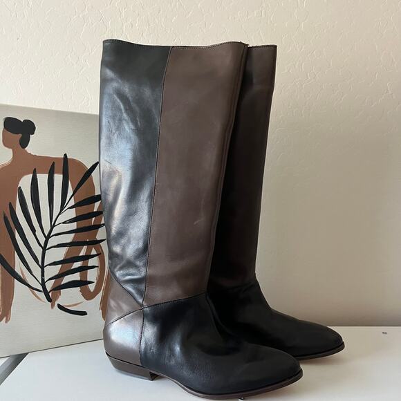 Tuckernuck Black Brown Sloane Patchwork Block Heel Knee High Boots Size 9.5‎ - Picture 5 of 8